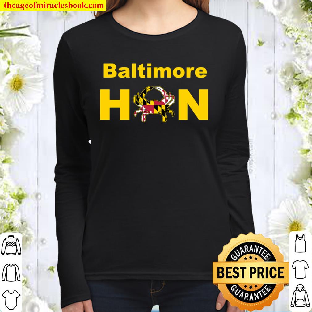 Baltimore Hon Maryland State Flag Crab Crabs Ocean City Women Long Sleeved