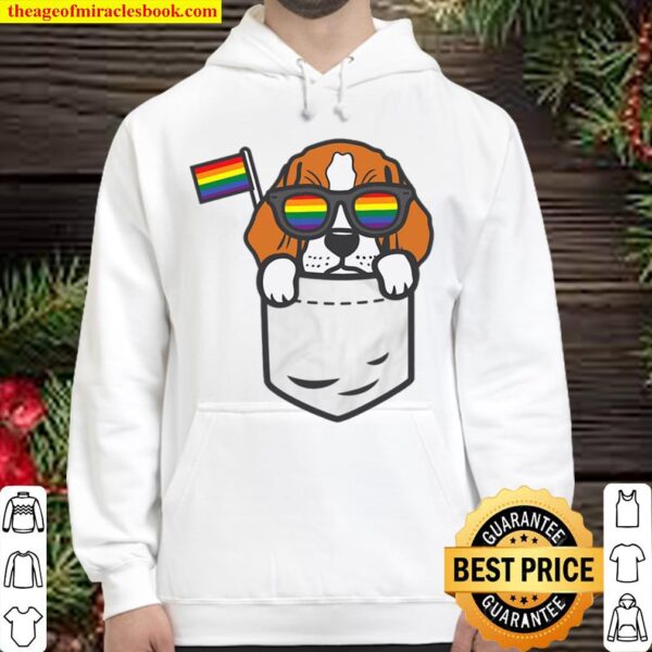 Beagle Pocket Dog Lgbtq Rainbow Flag Gay Pride Ally Hoodie