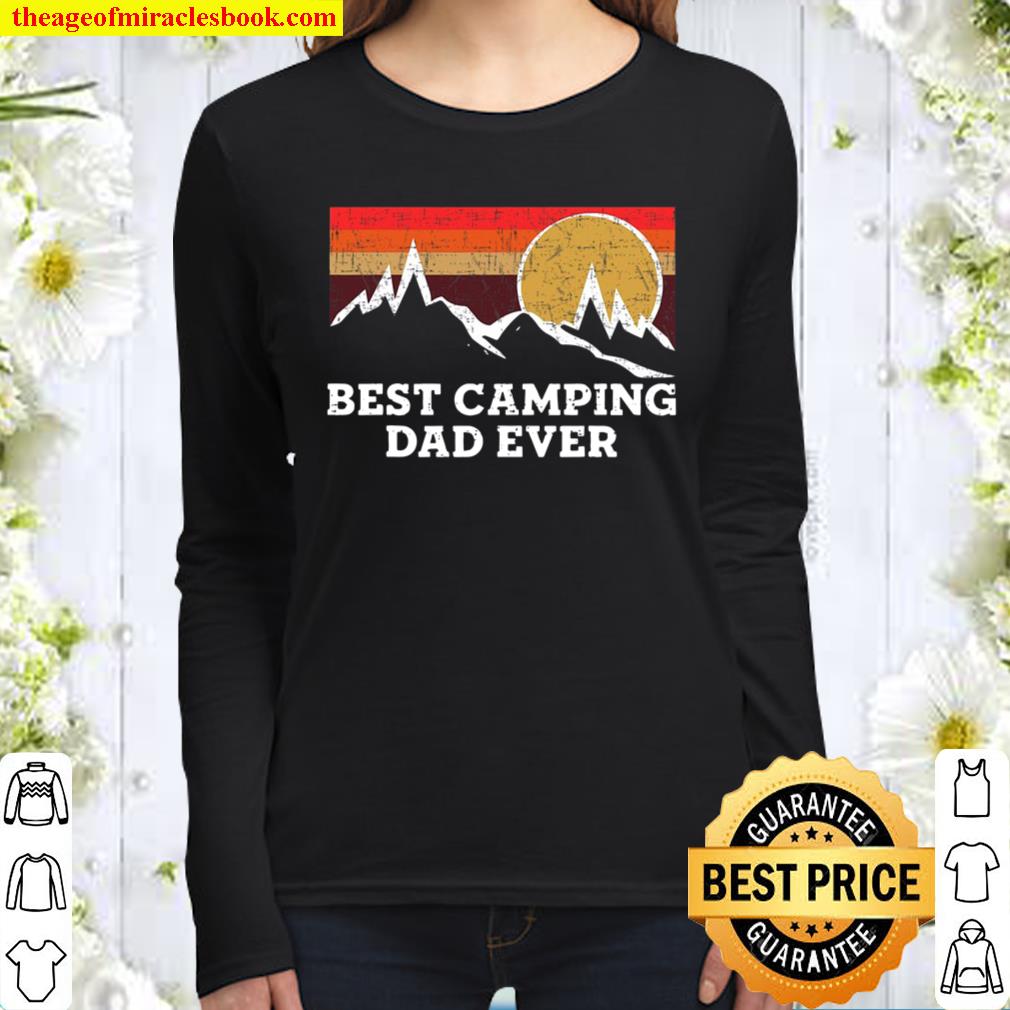 Best Camping Dad Ever Costume Vintage Camper Gift Women Long Sleeved
