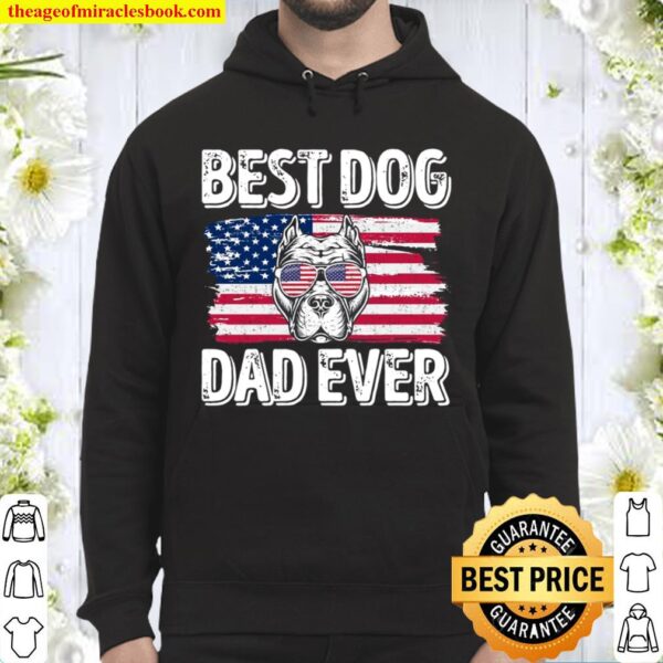 Best Pitbull Dog Dad Ever American Flag 4Th Of July American Flag Sung Hoodie