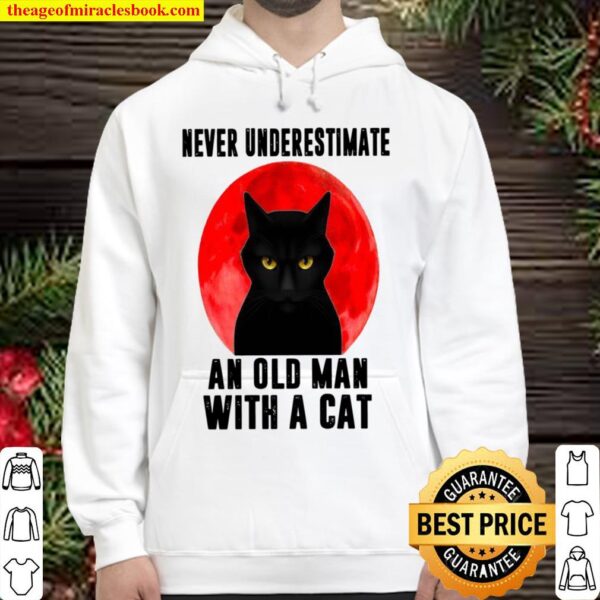 Black Cat Moon Never Underestimate An Old Man With A Cat Hoodie