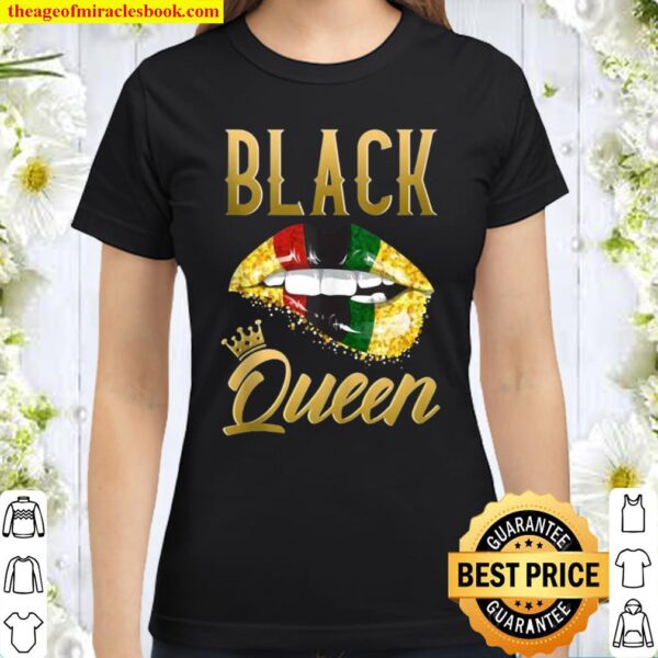 Black Queen Lips Pan African Biting Lipth Classic Women T-Shirt