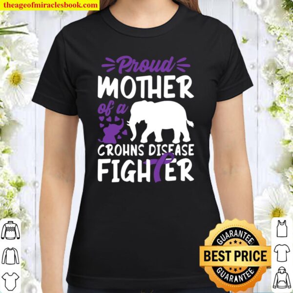 Brave I Mother I Crohn’s Ibd Awareness Ribbon _ Elephant Classic Women T-Shirt