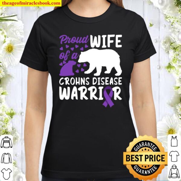 Brave I Wife I Crohns Ibd Awareness Ribbon _ Bear Classic Women T-Shirt
