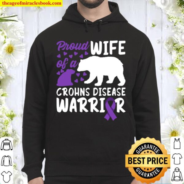 Brave I Wife I Crohns Ibd Awareness Ribbon _ Bear Hoodie