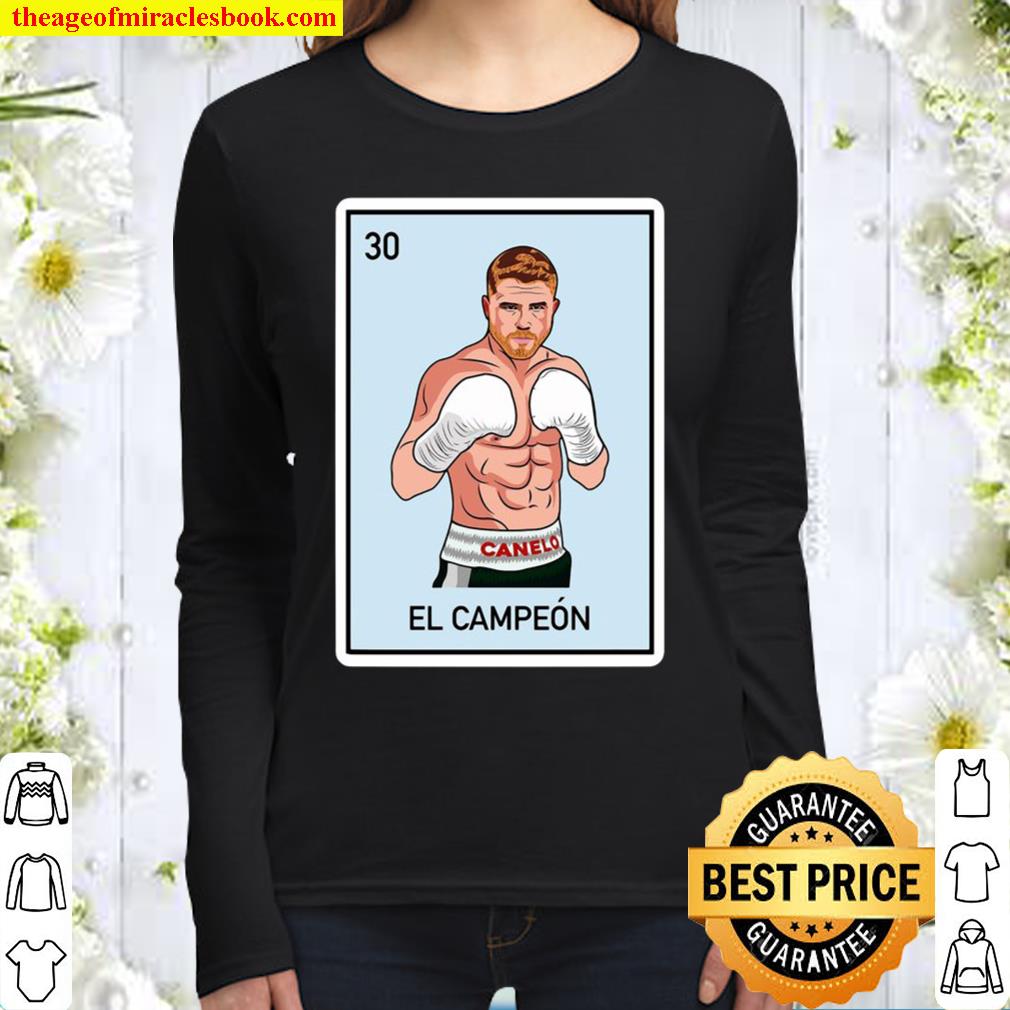 Canelo Alvarez Shirt EL Campeon Mexican Boxing Champion Lottery Card Women Long Sleeved