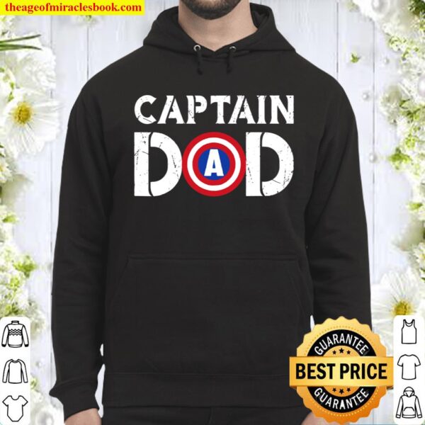 Captain Dad Superhero Men Fathers Day Vintage Dad Gift Hoodie