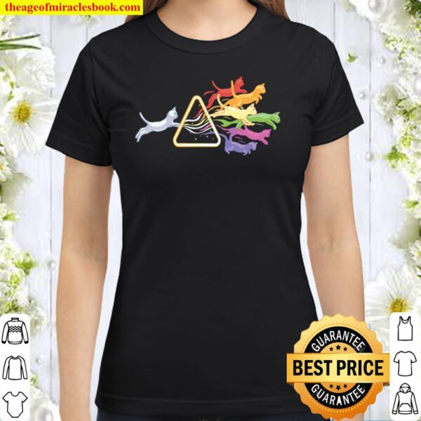 Cat Prism Rainbow Light Funny Physics Science Spectral Cat Classic Women T-Shirt