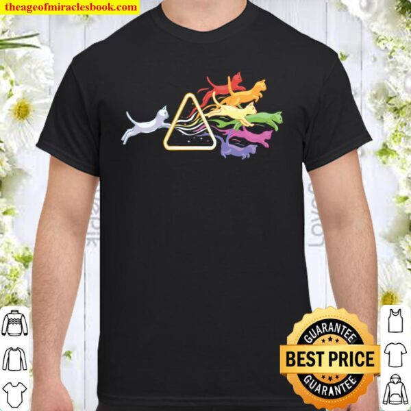 Cat Prism Rainbow Light Funny Physics Science Spectral Cat Shirt