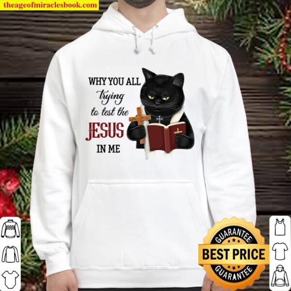 Cat Why You All Trying To Test The Jesus In Me Hoodie
