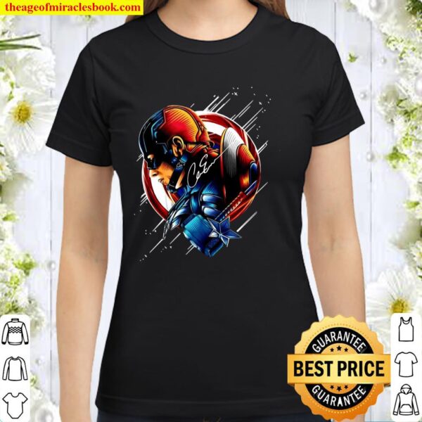 Chris Evans Captain America Star Light Color Signature Classic Women T-Shirt