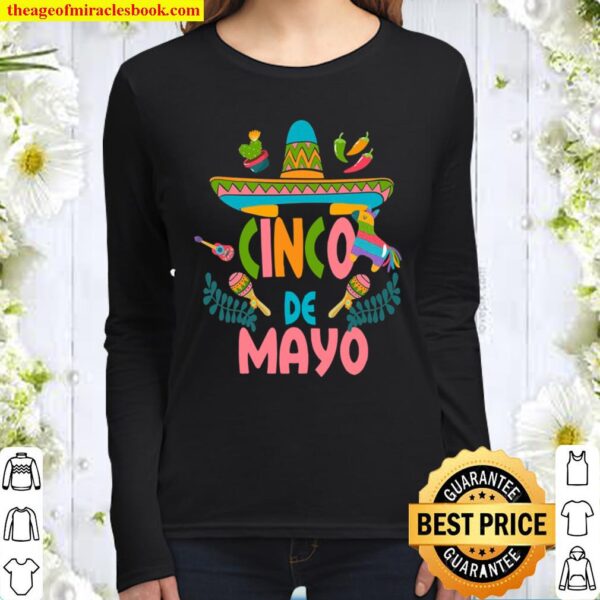 Cinco De Mayo Fiesta Design Camisa 5 De Mayo Viva Mexico Women Long Sleeved