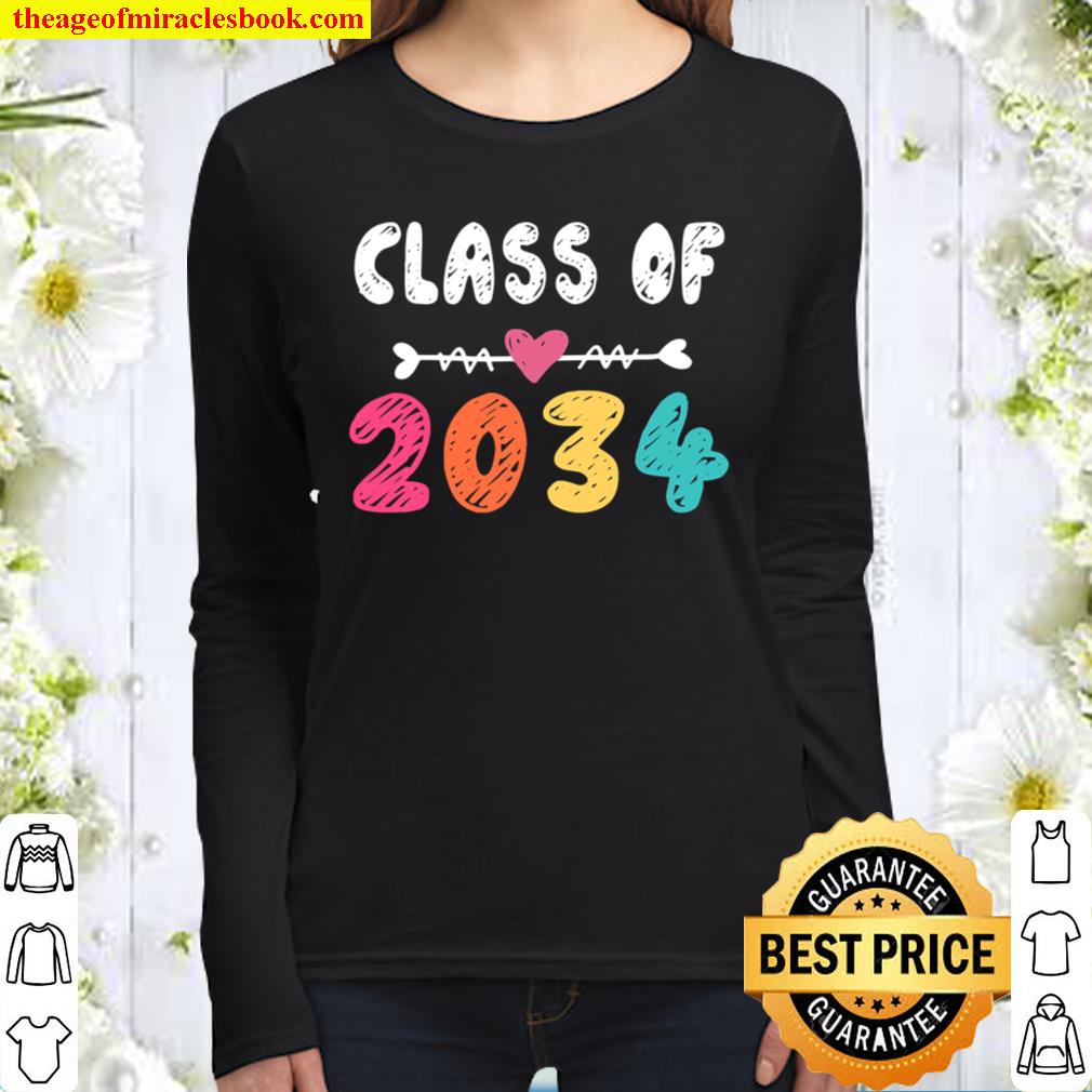 Class Of 2034 Shirt Pre-K Graduate Preschool Graduation Women Long Sleeved