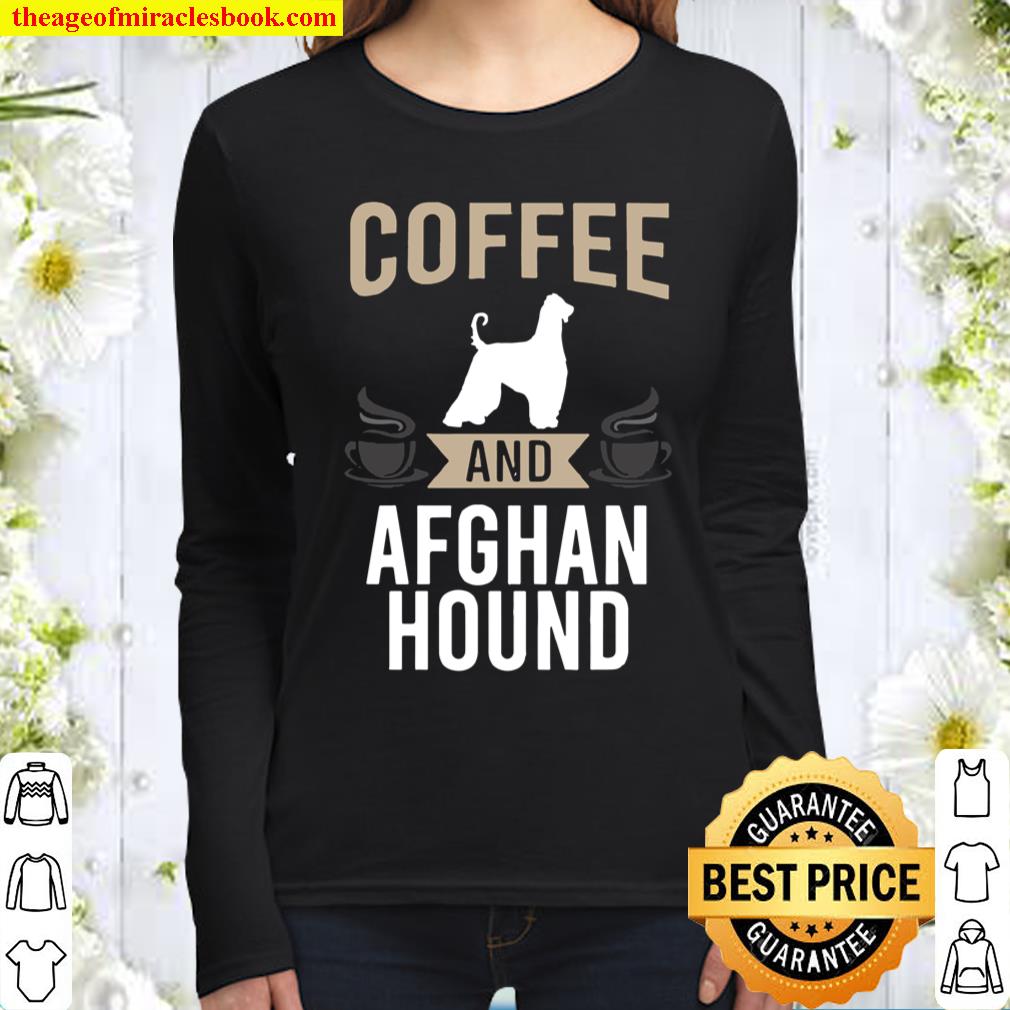 Coffee and Afghan Hound Dog Women Long Sleeved
