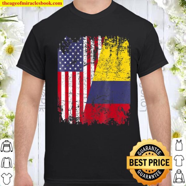 Colombian Roots Tshirt Half American Flag Colombia Shirt