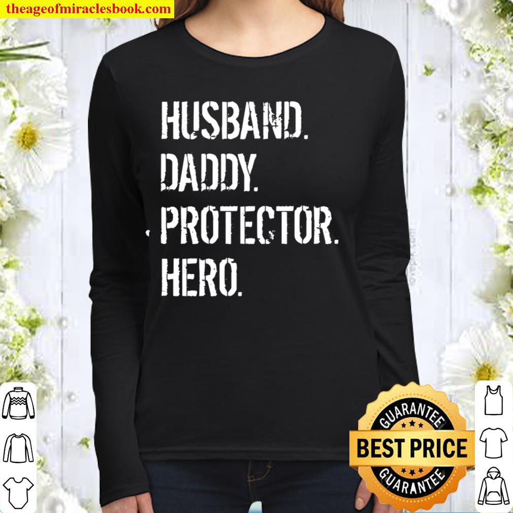 Cool Father Dad Gift Husband Daddy Protector Hero Women Long Sleeved