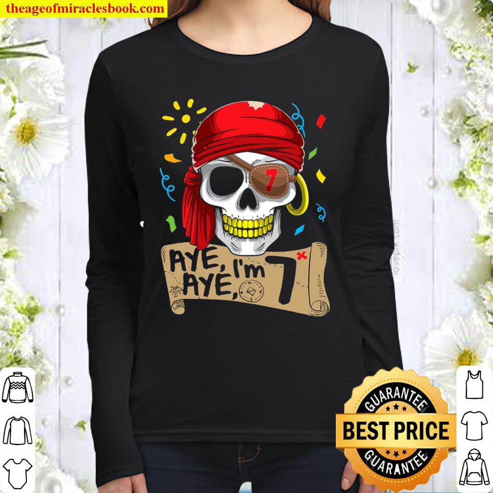 Cool Pirate 7 Years Old Birthday Women Long Sleeved