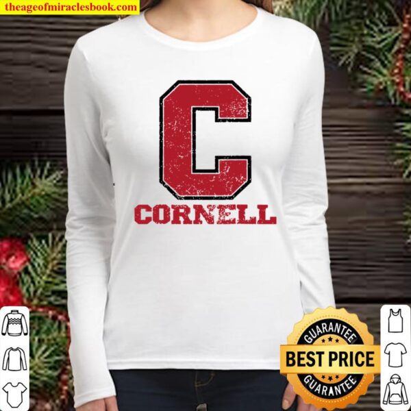 Cornell Big Red Apparel Vintage Distressed C Icon Women Long Sleeved