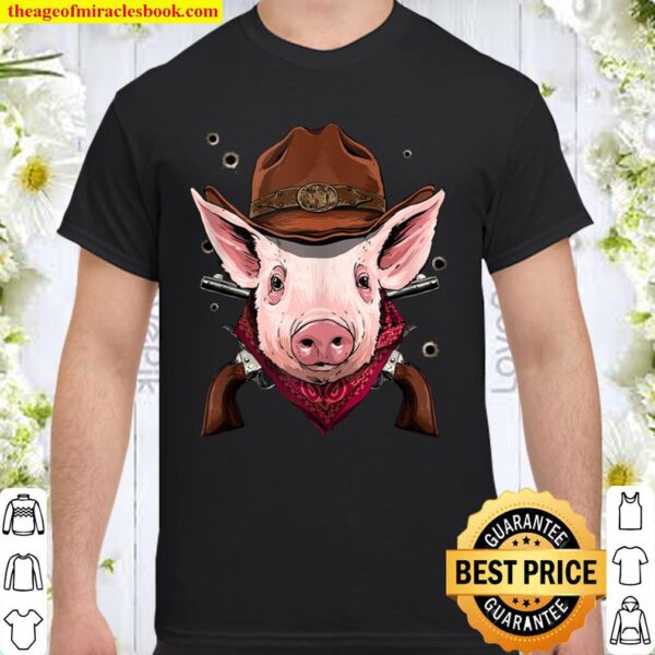 Cowboy Pig Western Rodeo Cowboy Hat and Bandana Shirt