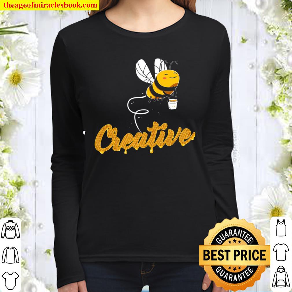 Creative Bee Smiling Honey Bee Lover Women Long Sleeved