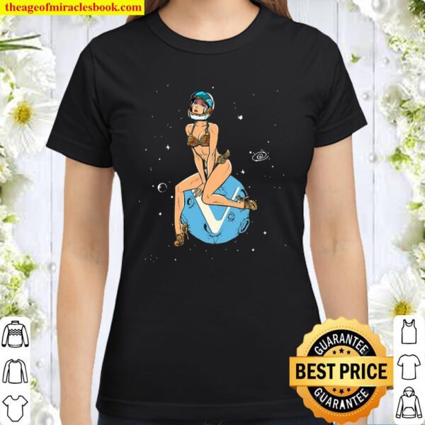 Cryptocurrency Pin-Up Girl Hodling Vet Vechain Crypto Moon Classic Women T-Shirt