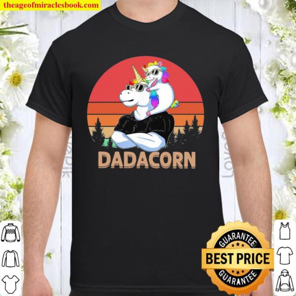 Dadacorn And Baby Unicorn Vintage Retro – Happy Father’s Day 2021 Shirt