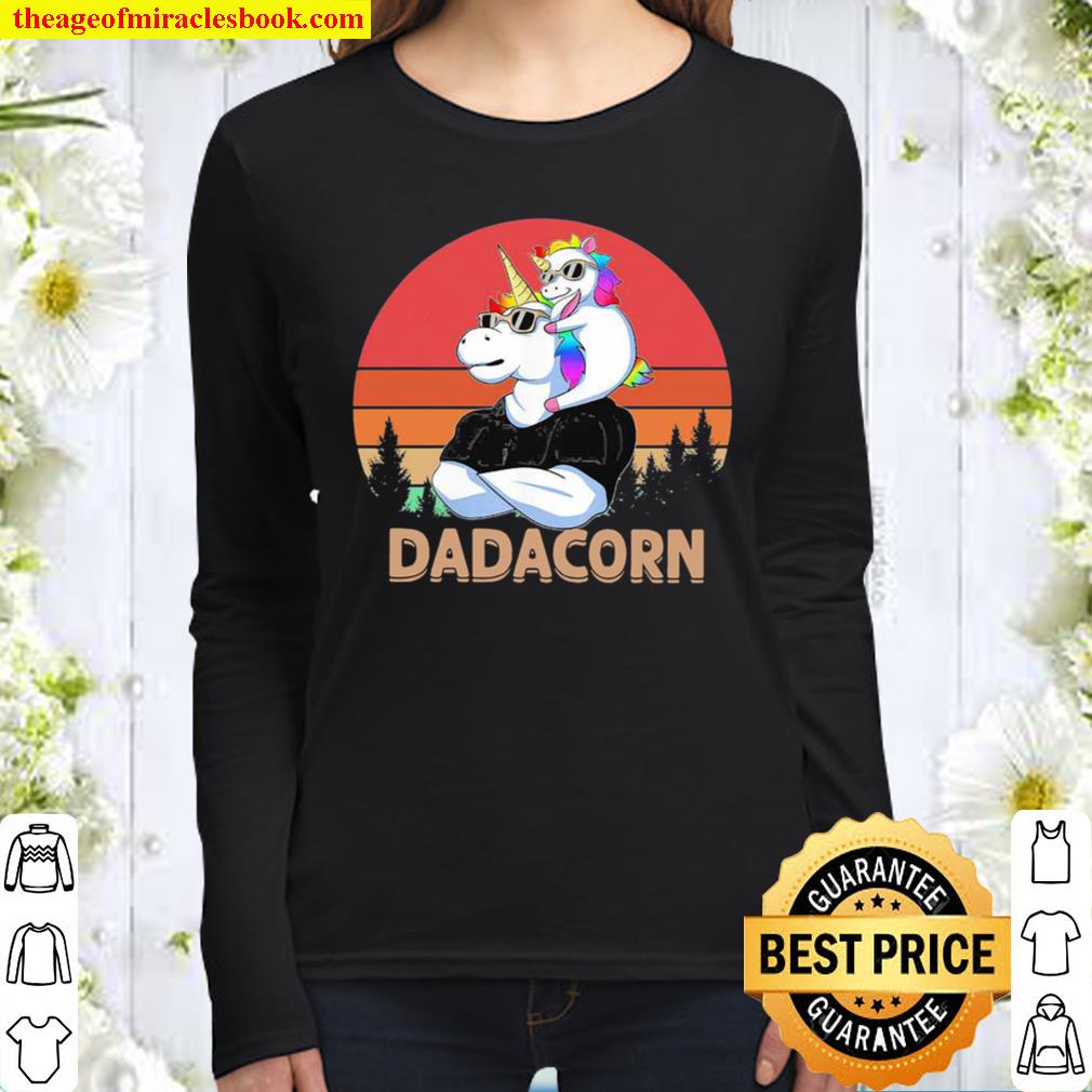 Dadacorn And Baby Unicorn Vintage Retro – Happy Father’s Day 2021 Women Long Sleeved