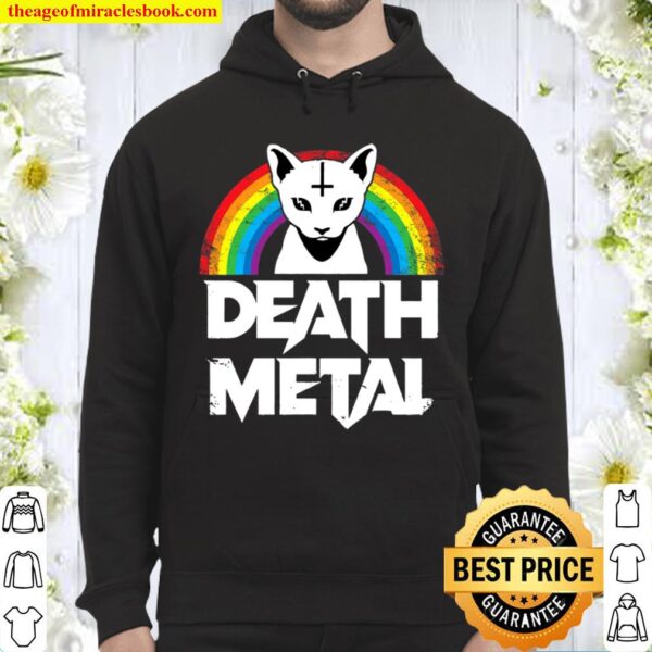 Death Metal Shirts Satanic Cat Rainbow Goth Heavy Metal Hoodie