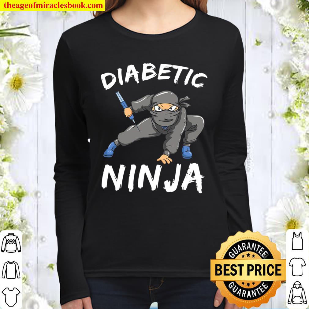 Diabetic Ninja Shirt Insulin Diabetes Awareness Month Gift Women Long Sleeved