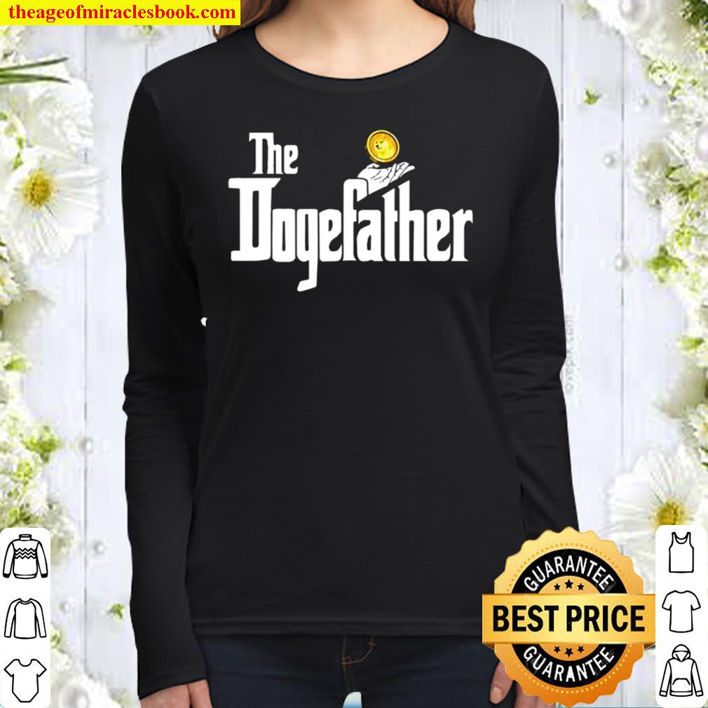 Dogecoin The Dogefather Doge Cryptocurrency Meme Women Long Sleeved