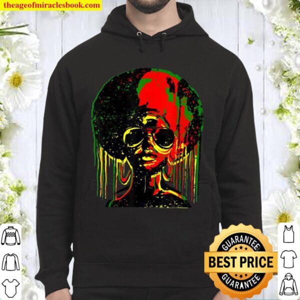 Dripping Afro African Queen with rasta colors Hoodie