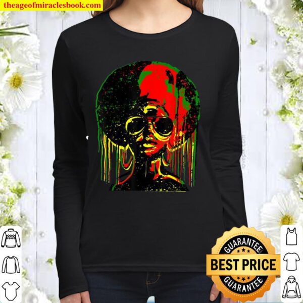 Dripping Afro African Queen with rasta colors Women Long Sleeved