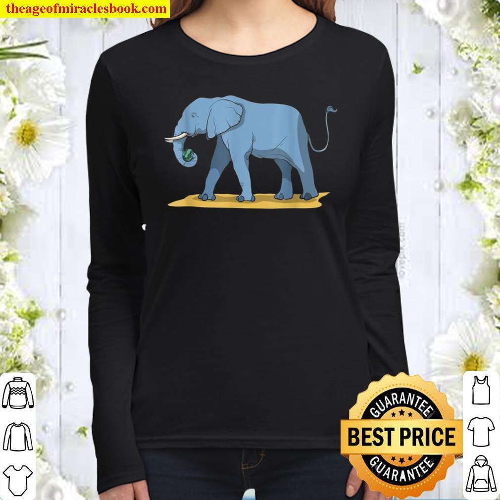 Elephant Holding Melon With Its Trunk Women Long Sleeved