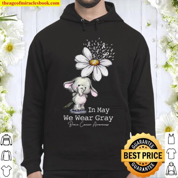 Elephant In May We Wear Gray Brain Cancer Awareness Hoodie