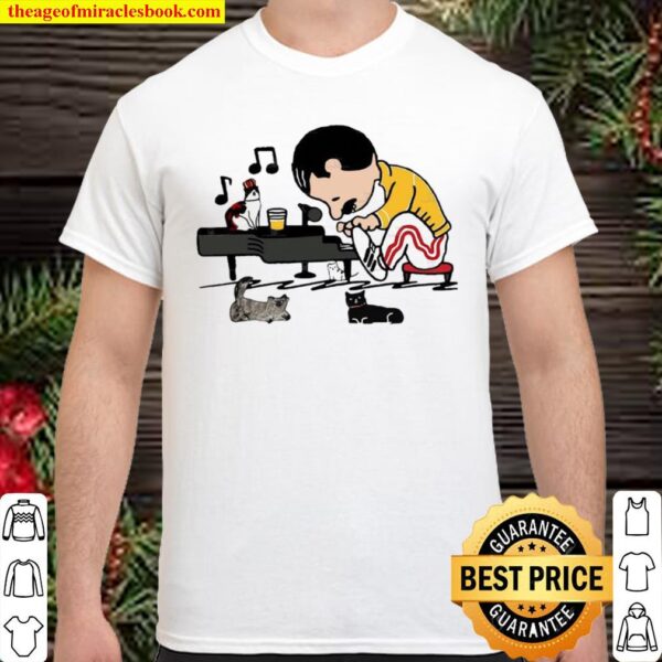 Freddie Mercury in style Schroeder play piano peanuts cats Shirt