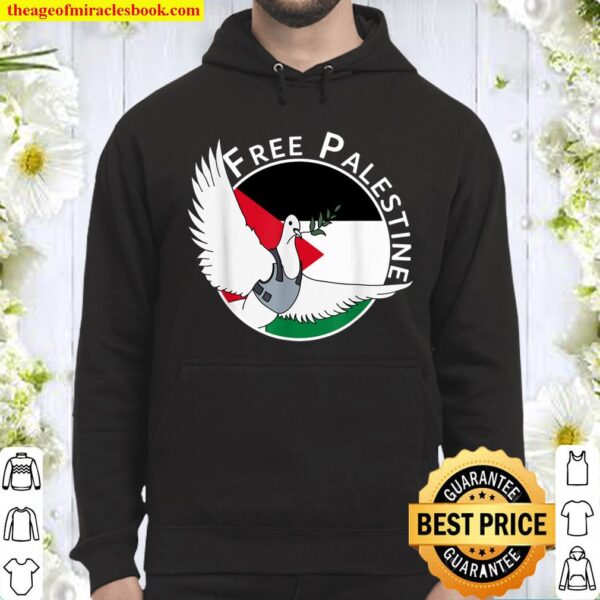 Free Palestine Pigeon in Body Armor Hoodie