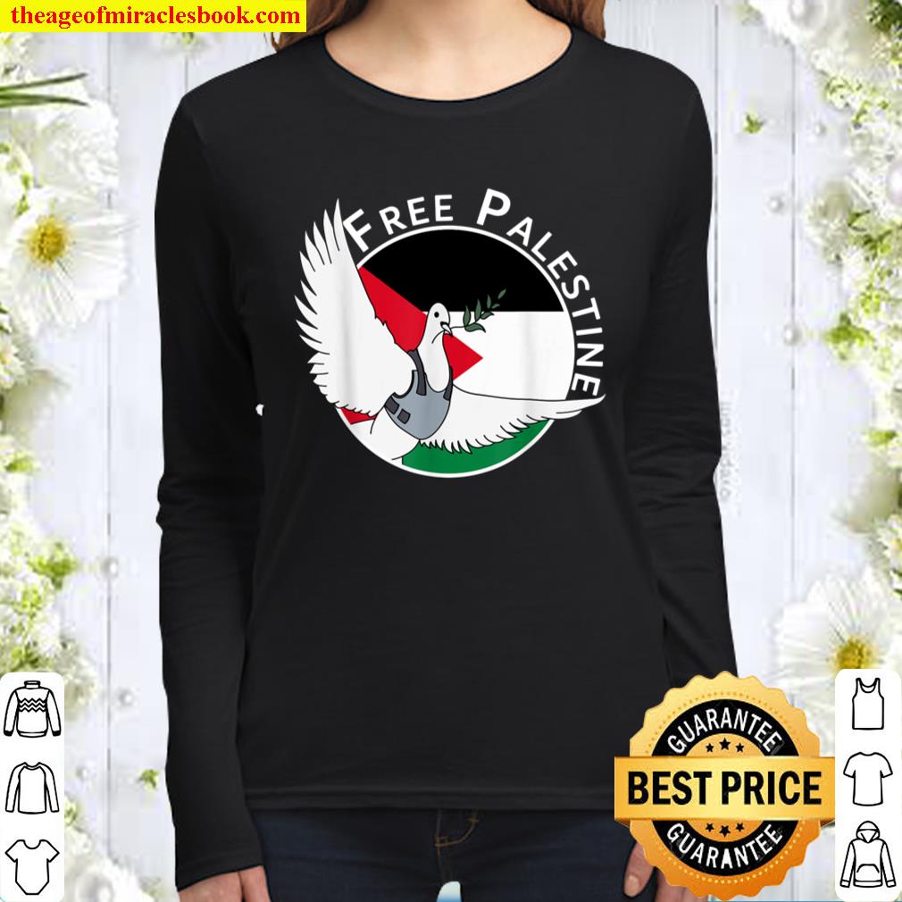 Free Palestine Pigeon in Body Armor Women Long Sleeved