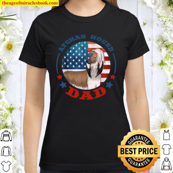 Funny Afghan Hound Dog Dad Patriotic USA Classic Women T-Shirt