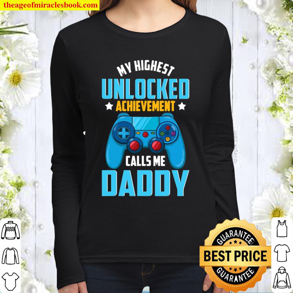 Funny Gamer Dad Unlocked Video Gaming Father’s Day Women Long Sleeved