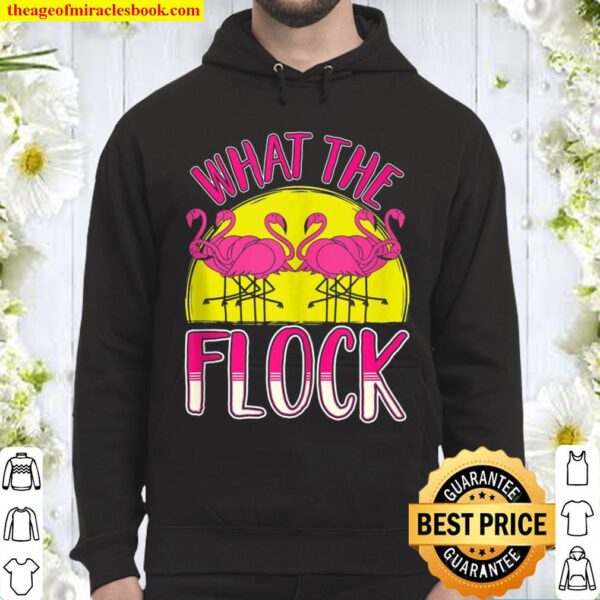 Funny Pink Flamingo What The Flock Summer Beach Birds Hoodie
