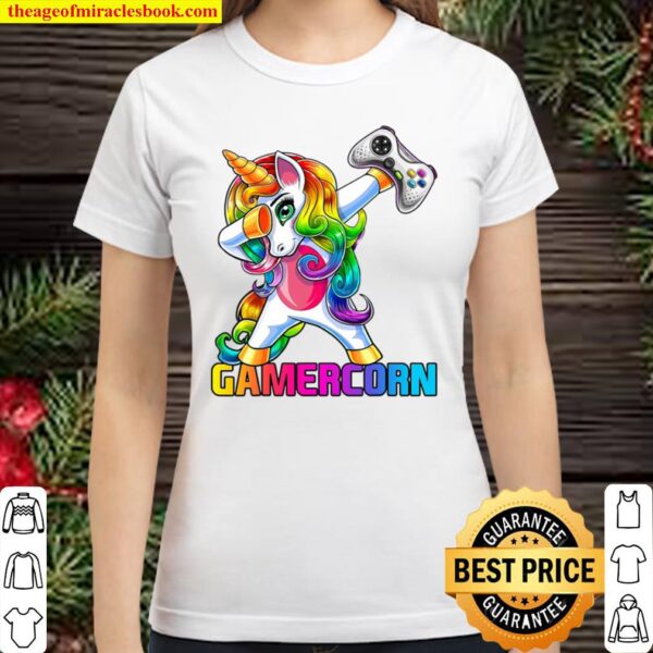 Gamercorn Dabbing Unicorn Video Game Controller Gamer Girl Classic Women T-Shirt