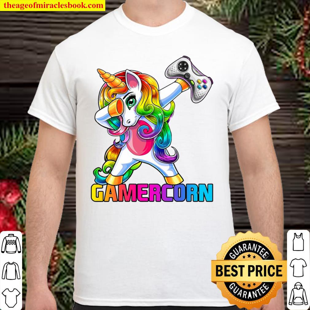 Gamercorn Dabbing Unicorn Video Game Controller Gamer Girl Shirt