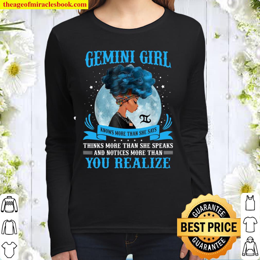 Gemini Girl Knows More Than She Says Thinks More Than She Speaks Women Long Sleeved