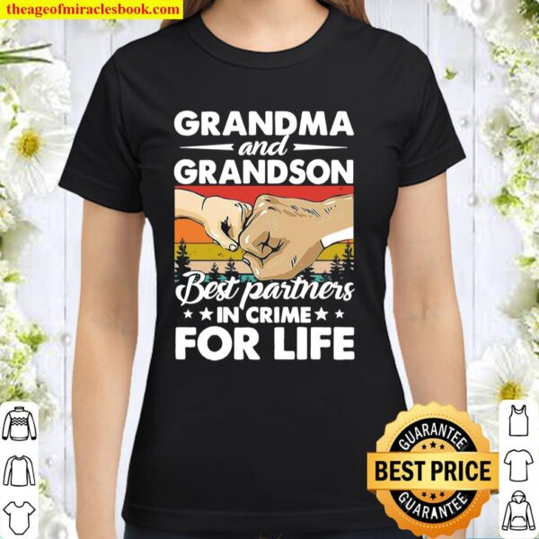 Grandma and grandson best partners in crime for life vintage Classic Women T-Shirt