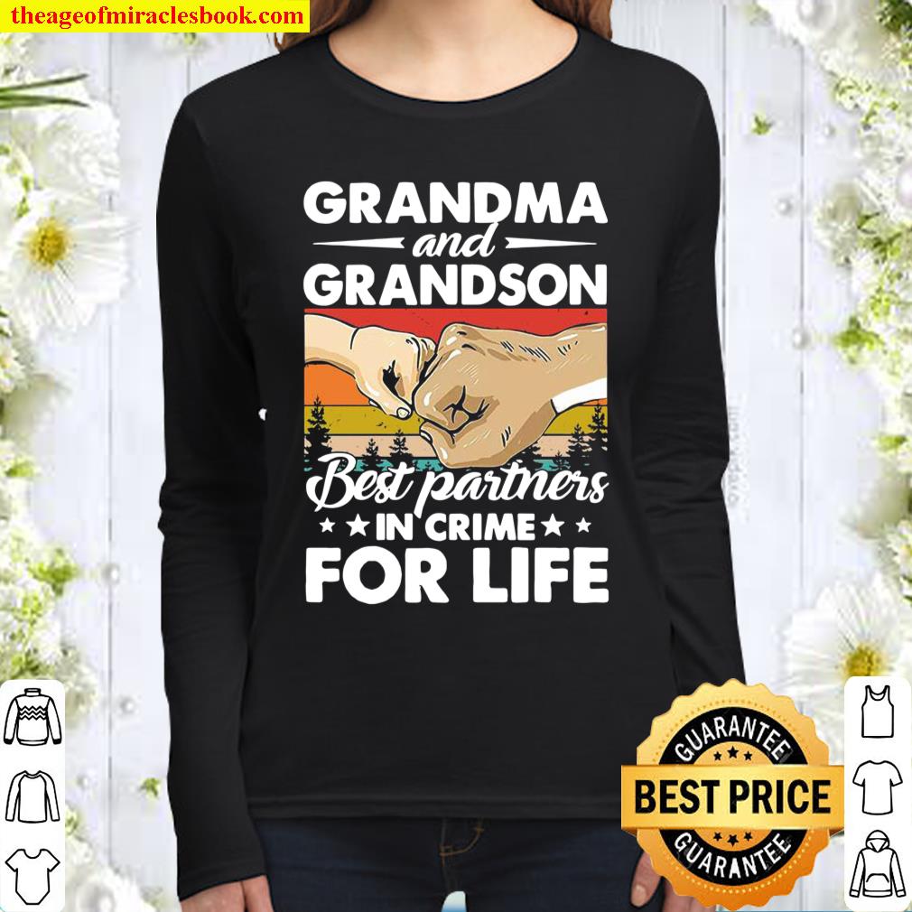 Grandma and grandson best partners in crime for life vintage Women Long Sleeved