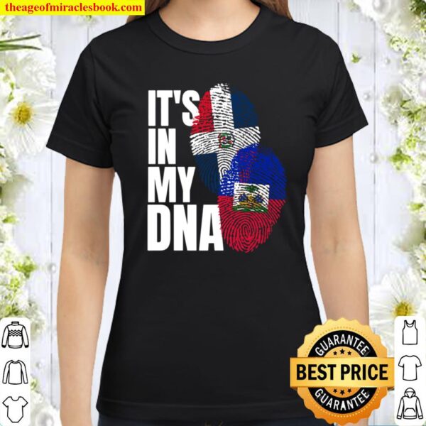 Haitian And Dominican Mix DNA Flag Heritage Gift Classic Women T-Shirt