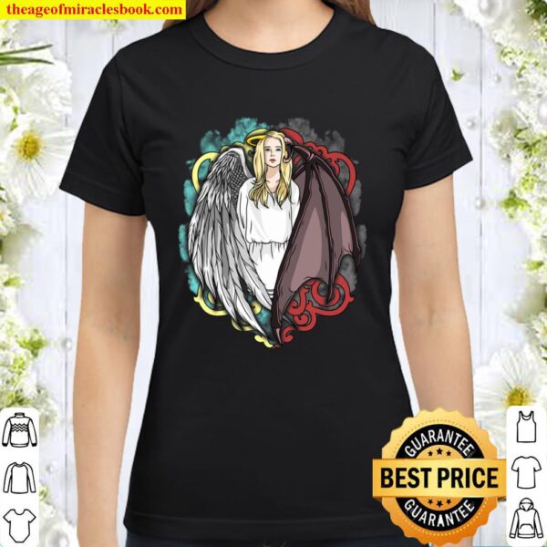 Half Angel Half Devil Only Half Evil Goth Classic Women T-Shirt