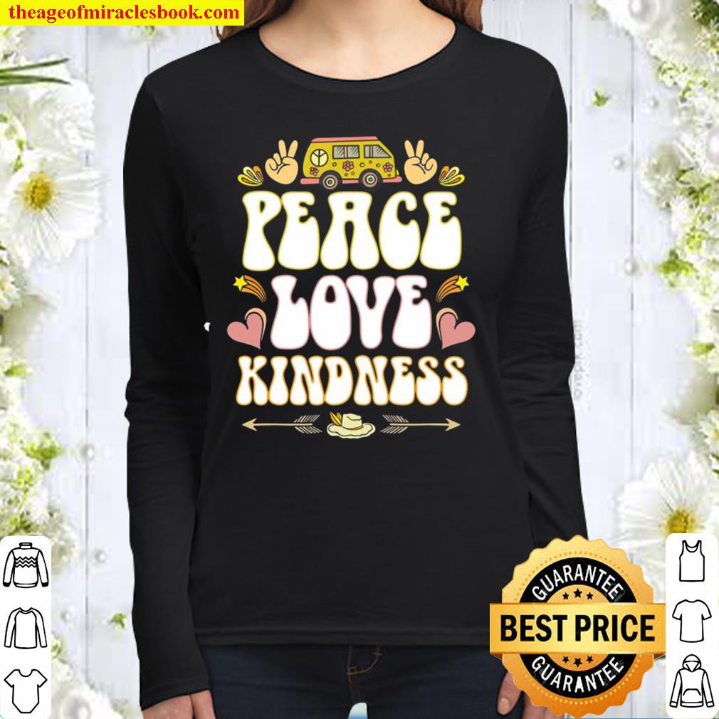 Hippie Hippies Peace Love Kindness Retro Costume Hippy Gift Women Long Sleeved