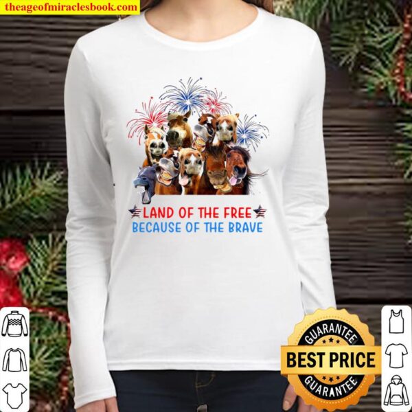 Horses land of the free because of the brave America Women Long Sleeved