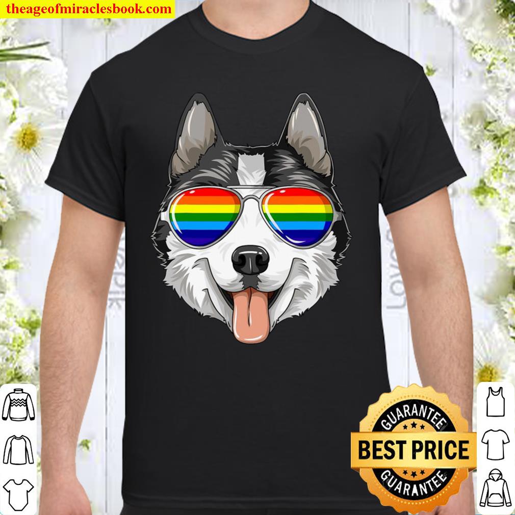 Husky Gay Pride Flag Lgbt Rainbow Sunglasses Husky limited Shirt, Hoodie, Long Sleeved, SweatShirt